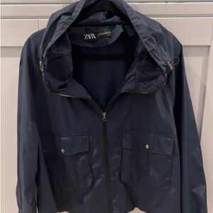 Zara Men's Navy Windbreaker Jacket